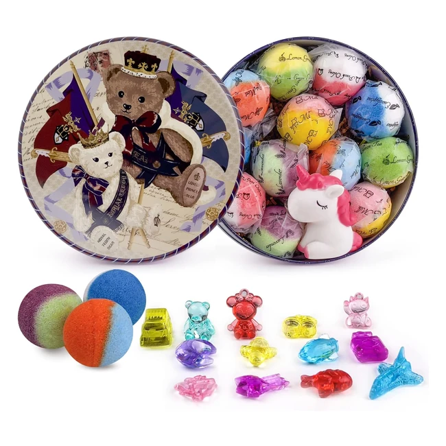 Kids Bath Bombs - 12pcs with Surprise Crystal Toys - Natural and Organic Bubble 