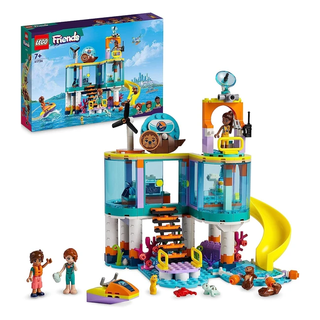 LEGO 41736 Friends Centro de Rescate Marítimo - Juguete Veterinaria - Animales Marinos - Nutria, Caballito de Mar y Tortuga - Niños 7+