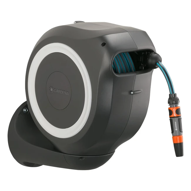GARDENA Wand-Schlauchbox mit RollControl - Automatisches Aufrollen - Praktische Halterung für GARDENA Spritzen und Brausen