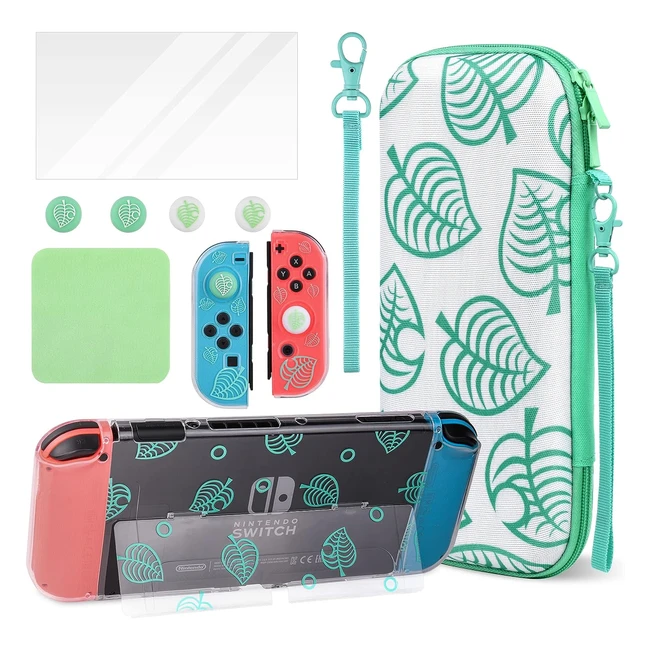 Funda Nintendo Switch OLED Vicloon - 10 Ranuras - Protector Pantalla - Transparente - Cable USB