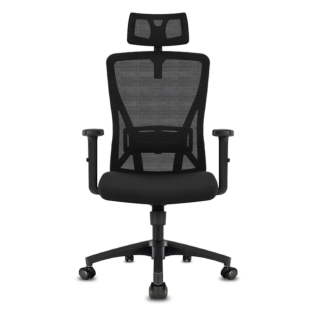 Chaise de bureau ergonomique Durrafy - Roullettes, appuiette et accoudoirs réglables - Maille respirante - Support lombaire ajustable - 150kg