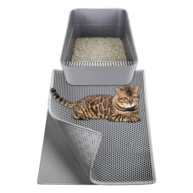 Tappetino Lettiera Gatto Impermeabile - Garoopion - Design a Nido d'Ape - 61x38cm - Grigio