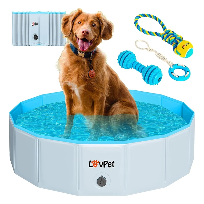 Piscine pliable pour chiens Lovpet - Jouets inclus - Gris clairazur S 80cm