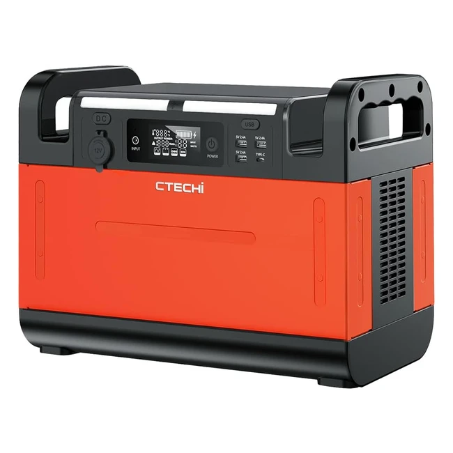 CTechi tragbare Powerstation 1210Wh, mobiler Stromspeicher, LiFePO4 Batterie mit 1500W 230V AC Steckdosen, Solar Generator für Camping und Notstrom
