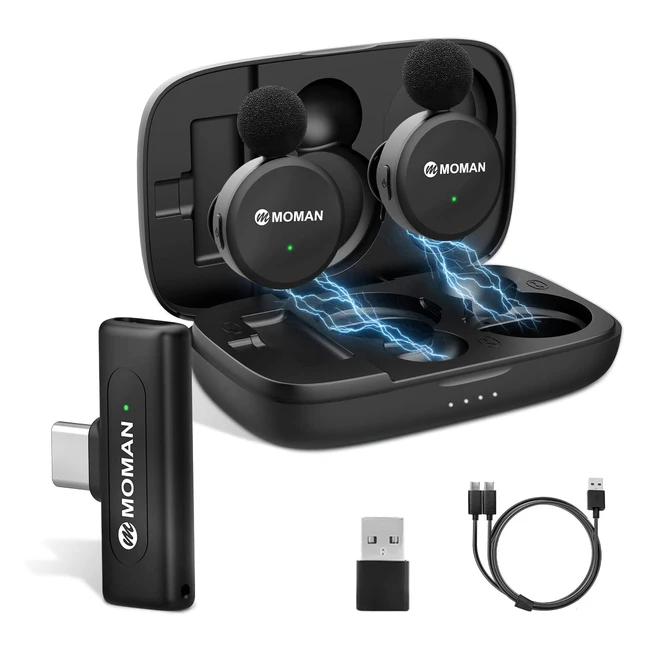 Microfono Lavalier Wireless Moman CP2C 2.4GHz Tipo C USB CPC Android Mic