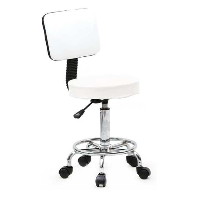 Tabouret de bureau professionnel avec dossier et roulettes - Hauteur réglable - Confortable et élégant