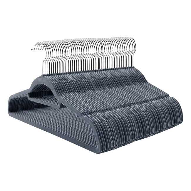 Songmics Velvet Hangers 100 Pack - Non-slip Clothes Hangers - Space Saving - 360 Swivel Hooks - Light Grey