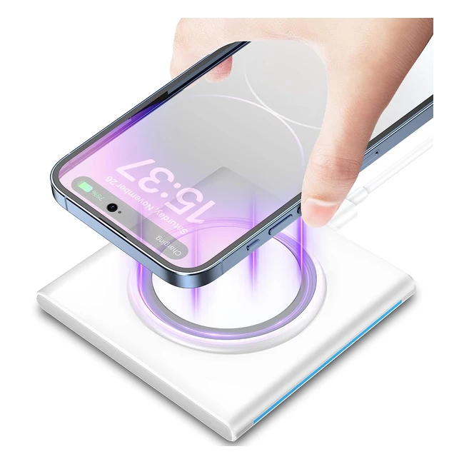 Caricatore Wireless 15W Rapida per iPhone 14/13/12 Pro Max, Samsung Galaxy S21/S20, AirPods Pro - Bianco