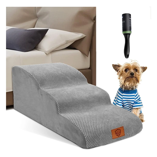 Escalier pour chien, rampe pour chien 3 marches 85l x 40w x 40h cm - Couverture imperméable, antidérapant - Gris
