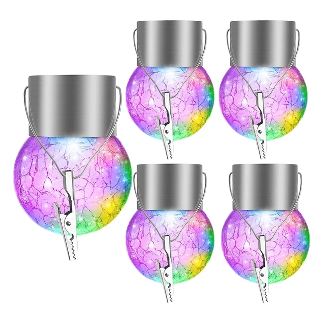 Guirlande Lumineuse Solaire 5pcs - Étanche & Résistante à la Chaleur - Décoration Jardin Terrasse Balcon - Mariage Fête Anniversaire - Multicolore