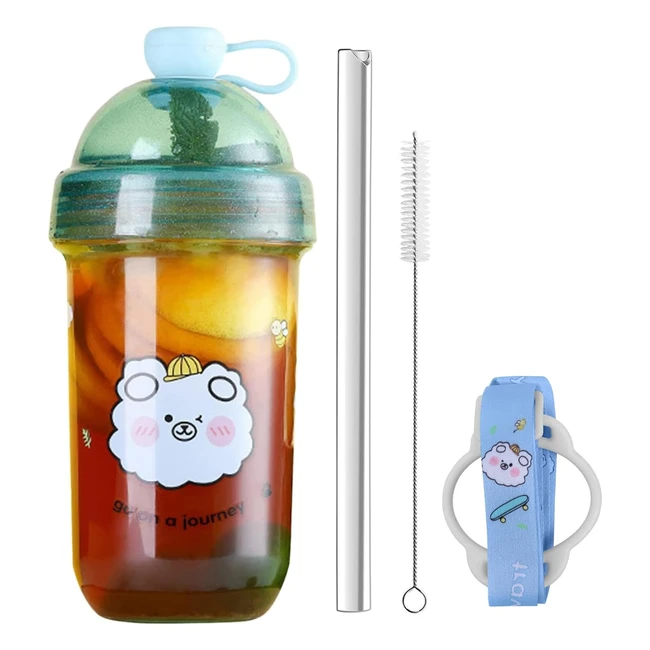 Reusable Bubble Tea Cup - Kaishengyuan 23oz Blue Tumbler with Straw and Lid