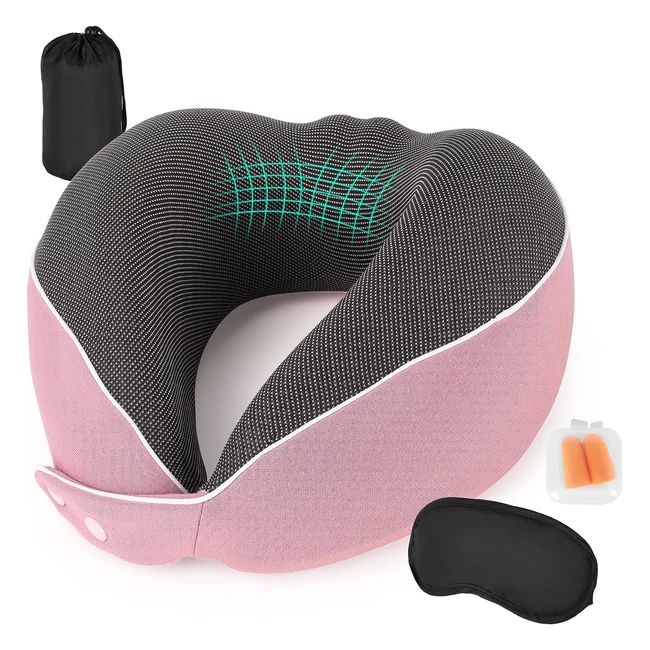 Ayhome Travel Pillow - Soft Memory Foam Neck Pillow for Travel - Upgraded - Pink