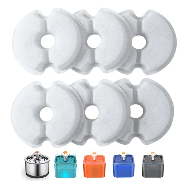 Filtro Fontanella per Gatti 6 Pezzi - Yiupea Fontana per Gatti - Filtro per Fontana Gatto/Cane 2L-25L - 6784 oz - Carbone Attivo e Resina - Tripla Filtrazione