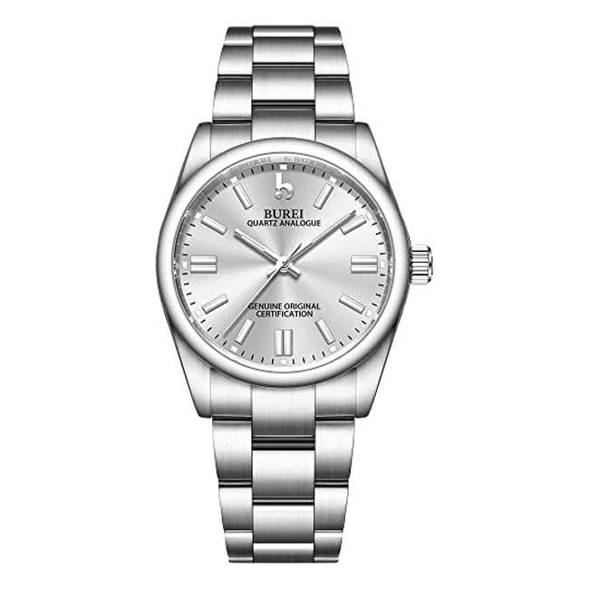 BUREI Fashion Damenuhren 36mm Quarz mit Edelstahlarmband für Frauen Business wasserdichte Uhr