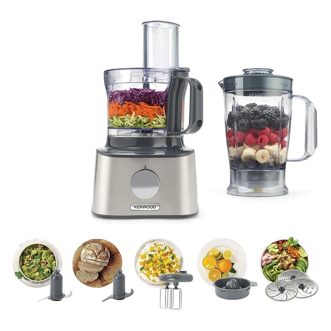 Procesador de Alimentos Kenwood Multipro Compact FDM301 - Potencia 800W - 8 Accesorios - Negro/Plata
