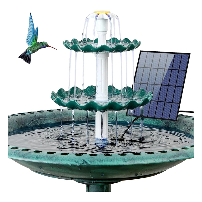 Aisitin Solar Fountain Pump 35W - 3 Tiered Bird Bath - DIY Water Fountain - Solar Powered