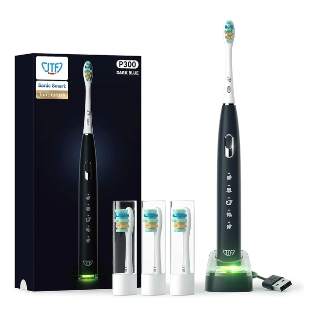 Spazzolino Elettrico Ricaricabile JTF P300 - Rimuove Placca Efficacemente - 5 Modalità di Spazzolamento - Timer Intelligente - Ricarica Wireless USB