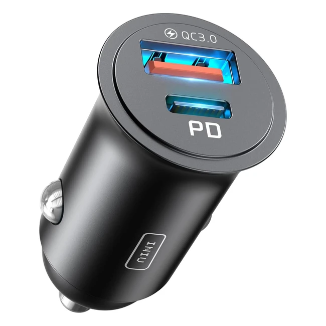 INIU Zigarettenanzünder USB Adapter USB C 30W/USB A 30W 12V USB Steckdose 5A Schnellladung Dual Port KFZ Ladegerät USB Car Charger für iPhone 13 12 11 X Samsung Galaxy S21 S20 Huawei Airpods iPad
