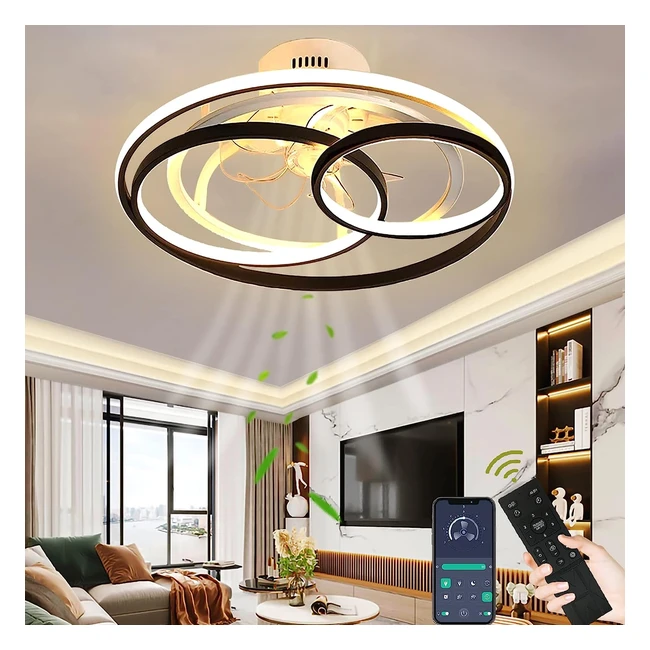 Wildcat Ceiling Fans with Lights and Remote - Modern LED Dimmable Ceiling Light with Fan - Quiet Ceiling Fans for Dining Room, Living Room, Bedroom - Ref: WCFLR-1234