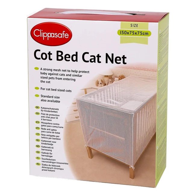 Clippasafe Cot Bed Cat Net - Strong Mesh Protects Child from Cats - Size 150cm