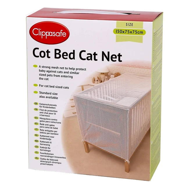 Clippasafe Cot Bed Cat Net - Strong Mesh, Protects Child from Cats - Size: 150cm x 75cm x 75cm