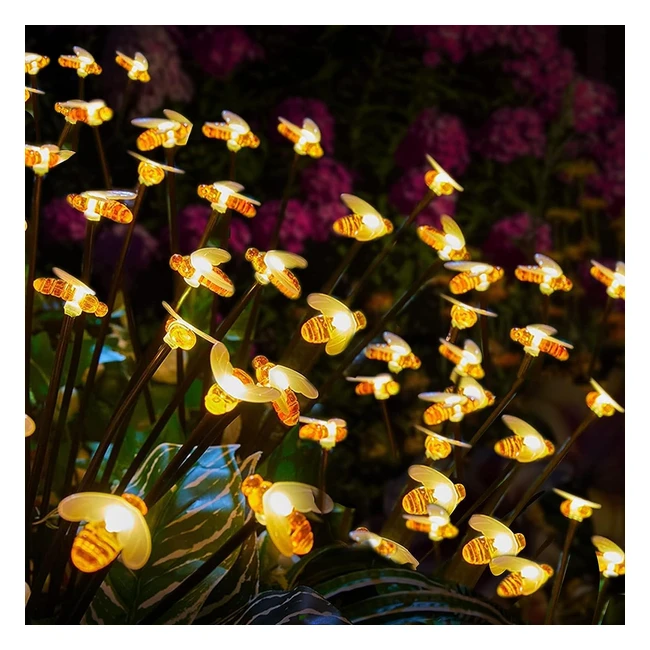Lampes solaires jardin abeille - Éclairage extérieur avec 8 LEDS - Blanc chaud