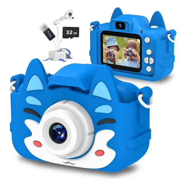Cámara Selfie para Niños - Regalos de Cumpleaños - Cámara de Video HD - Juguete para Adolescentes - Tarjeta SD 32GB