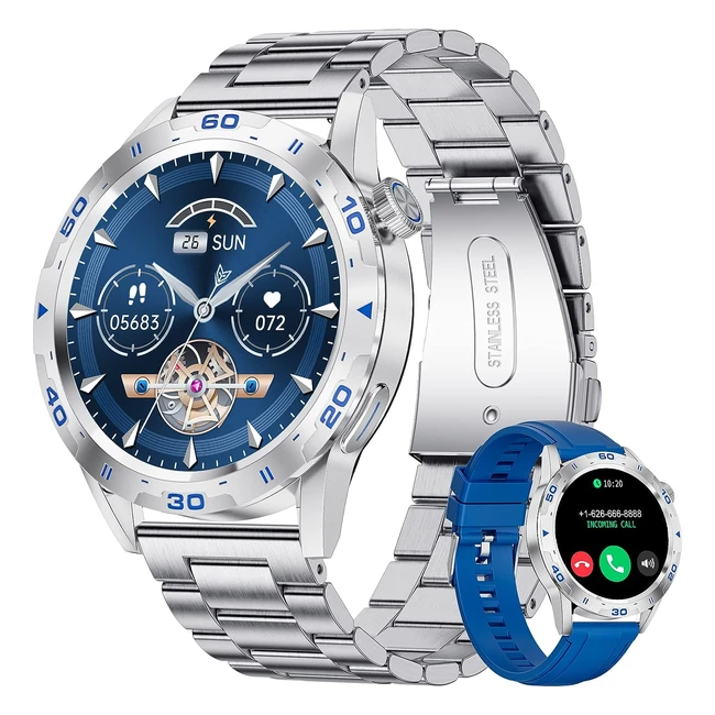 Lige Montre Connectée Homme Bluetooth 132 Smartwatch Fréquence Cardiaque Sommeil Podomètre 123 Mode Sportifs IP67 Étanche iOS Android Argent Bleu