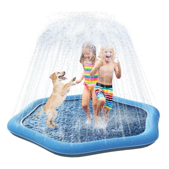 Yaungel Dog Pool 67in Anti-Slip Splash Sprinkler Pad for Large Dogs - BPA Free 