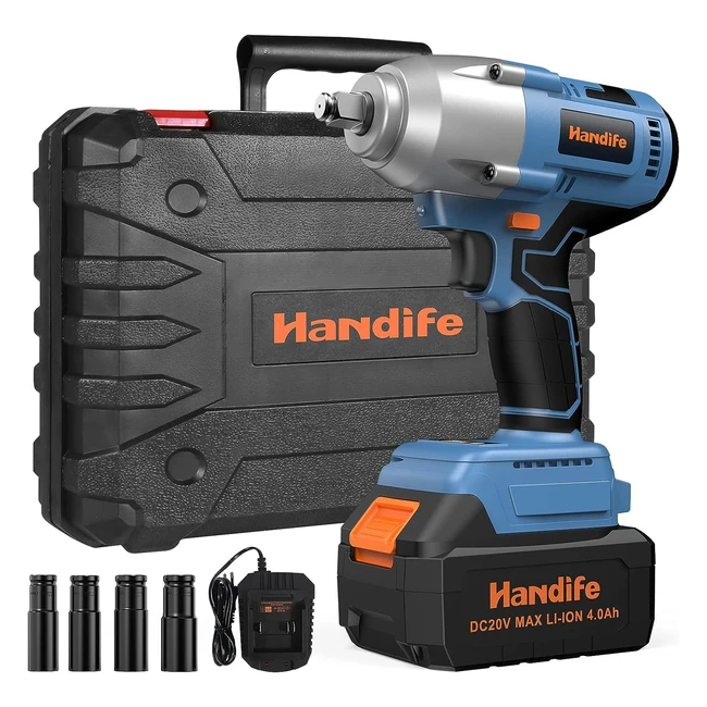 Boulonneuse à chocs sans fil 600Nm, Handife, batterie 40Ah, charge rapide, 4 douilles