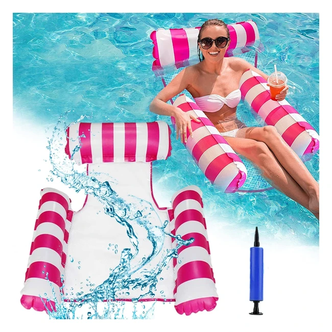 Cuifuli Inflatable Swimming Pool Floats Hammock - 4 in 1 Water Hammock Saddle Lounge Chair - Max Load 150kg