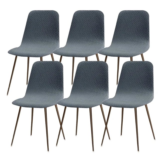 Coprisedia Elasticizzati Lydevo - Schienale 6 Pezzi - Jacquard Lavabile - Universale - Grigio Blu