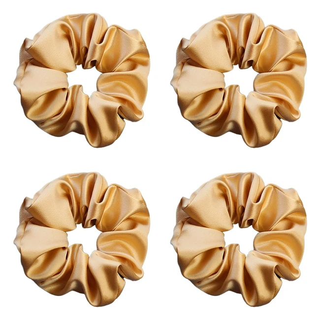 Luxury Silk Skinnie Hair Bobbles - 100 Pure Mulberry Silk - Set of 4 - Gold