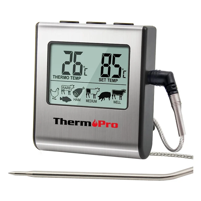 ThermoPro TP16 - Digitales Bratenthermometer mit Timer fr BBQ Grill Smoker