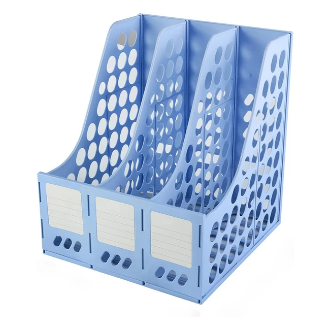 Eono Plastic Magazine File Book Holder - Classic Desk Organiser - Blue