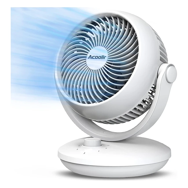 ACoolir Desk Fan - Super Quiet & Powerful - 24dB - 70° Oscillation - 3 Speed Settings