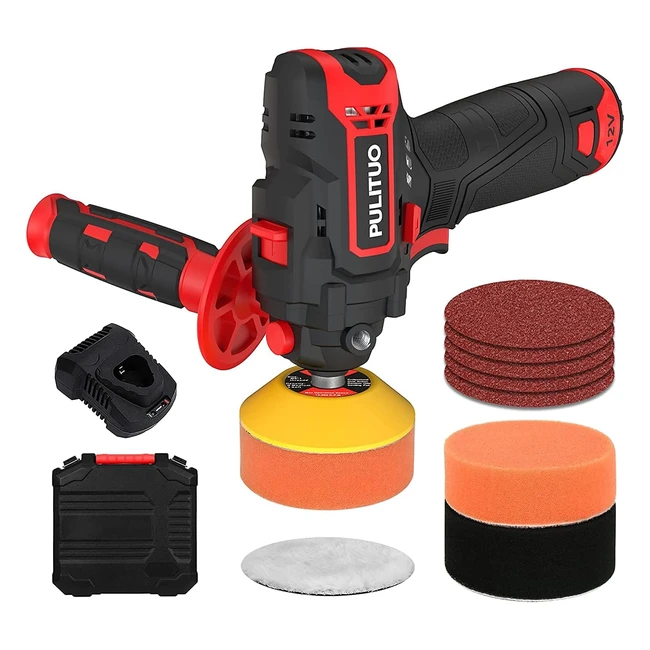 Pulituo Lucidatrice Auto Mini Senza Fili 20Ah Batteria 1Caricatore Veloce 7800 RPM Velocità Variabile