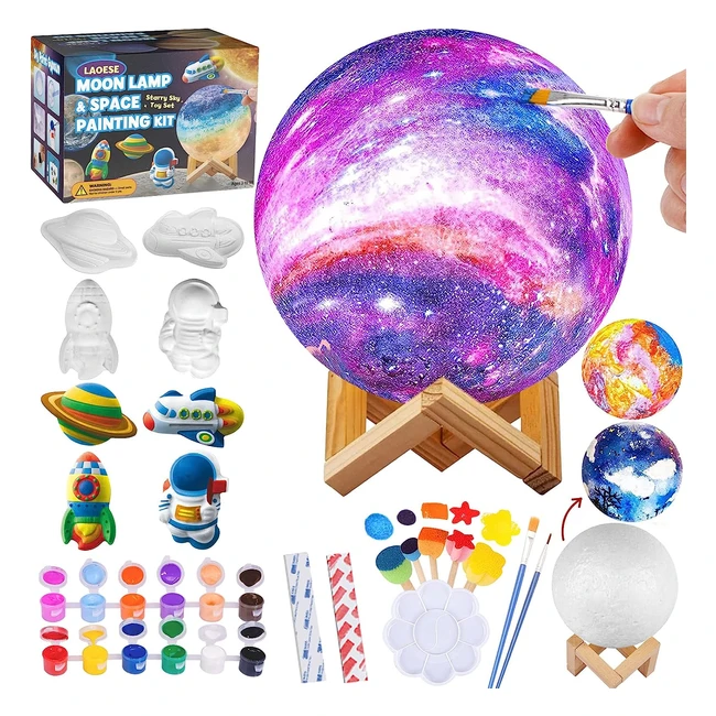 Kit Lampada Luna 3D - Set Pittura Giocattolo Bambini - Figurine Spaziali - Compleanno Bambini - Giochi Regalo - #LuciNotturne #Artigianato #BambiniCreativi