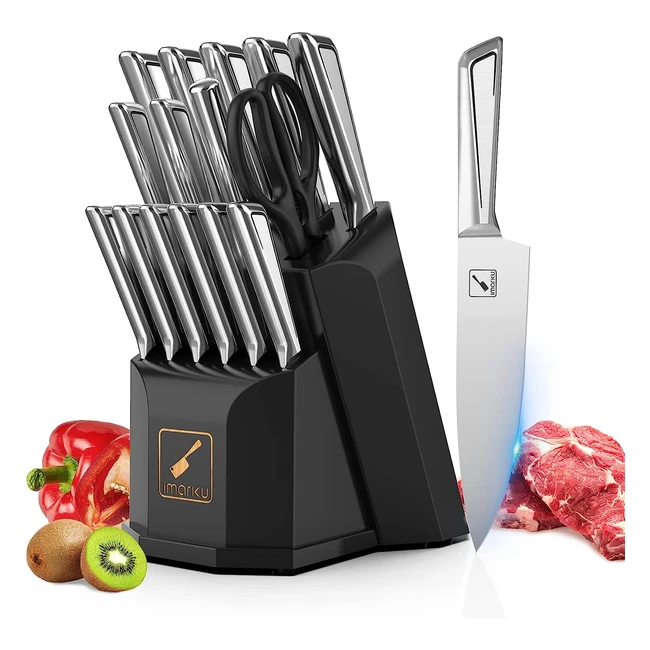 iMarku Messerblock 16-tlg aus japanischem Edelstahl fr die Kche