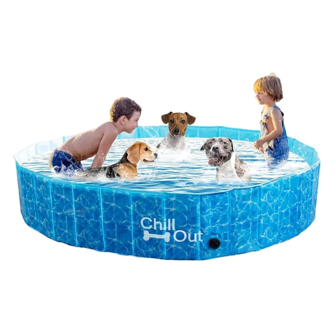 Extra Large Dog Pool 160cm - Foldable, Portable, Non-Slip - All for Paws