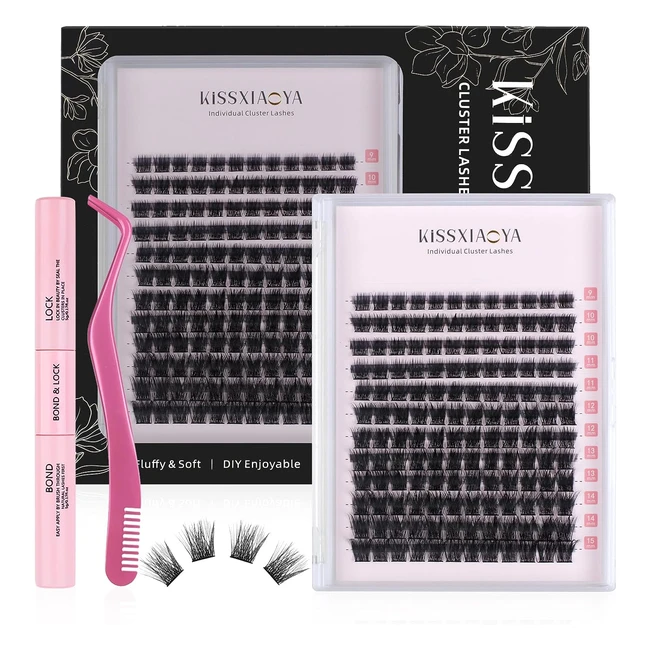 DIY Lashes Extension Kit - Cluster Eyelash Extensions 144 pcs - Premium Black PBT Material