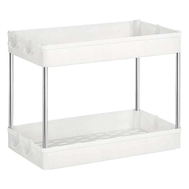 Songmics Scaffale Sottolavello Portaoggetti Sotto Lavandino da Cucina con Ripiani e 6 Ganci - Buo001w01