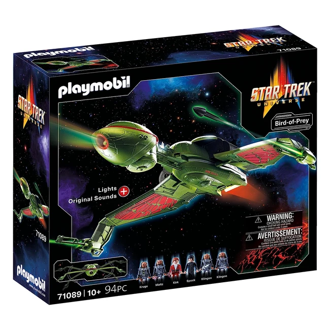 Playmobil 71089 Star Trek Klingon Bird of Prey - Vaisseau spatial avec ailes inclinables et canons tirant des projectiles