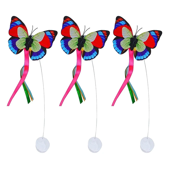 3 Pack Cat Toys Butterfly Replacements - Interactive Butterfly Cat Toy for Indoor Cats - Electric Rotating Teaser - Self Playing Kitten Toy - Ref. #12345
