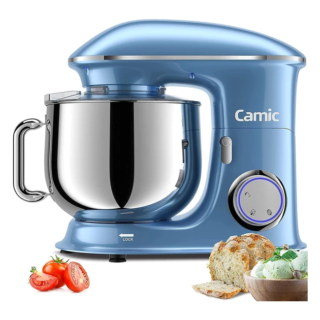 Impastatrice Planetaria Camic 1500W 8 Litri - Robot da Cucina con Ciotola di Acciaio Inossidabile - 6 Velocità - Blu