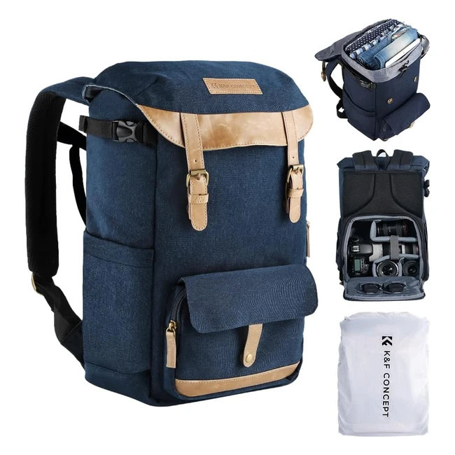 KF Concept Waterproof Camera Backpack with Rain Cover - Large Capacity DSLR Travel Bag