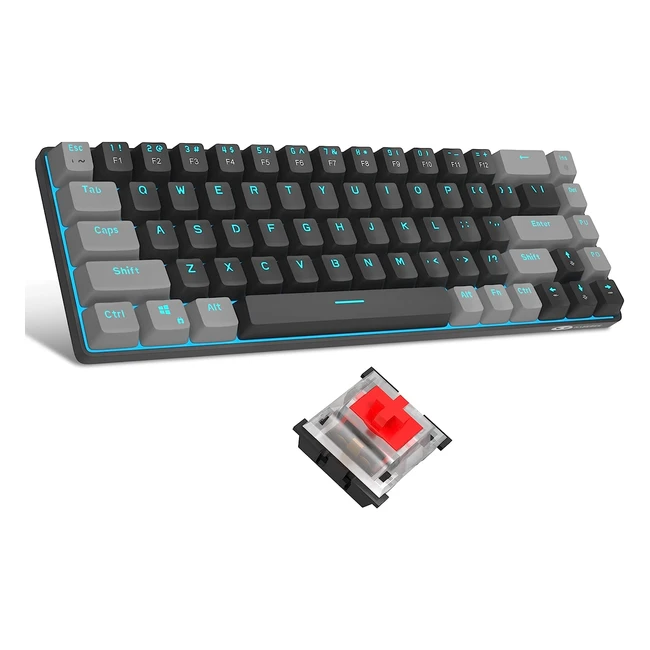 Magegee 60% Gaming Mechanical Keyboard MKBox Blue Backlit Compact 68 Keys Wired Office Keyboard with Red Switch