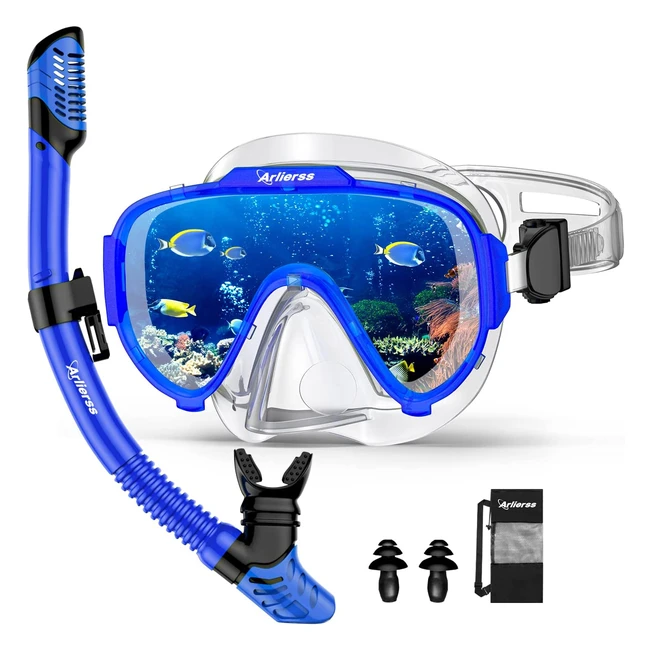 Set Snorkeling Antifog - Maschera Subacquea Panoramica 180° - Snorkel Pieghevole - Unisex Adulto