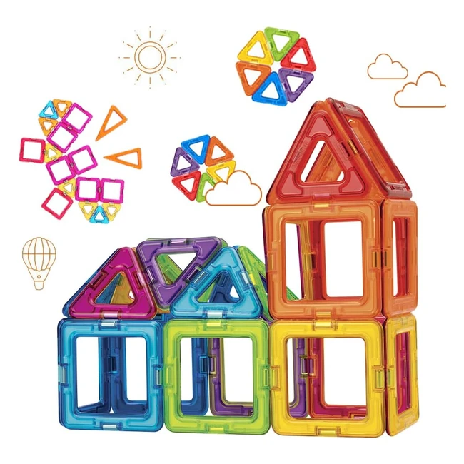Jokooan Construction Magnétique Enfant 48 Pièces - Jeux de Construction Aimant - Blocs de Magnétique Jeux Montessori Educatif - Cadeau Enfants