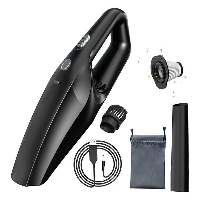 Temola Aspirapolvere per Auto Ricaricabile - Filtro HEPA - Kit Accessori - Potente Aspirazione